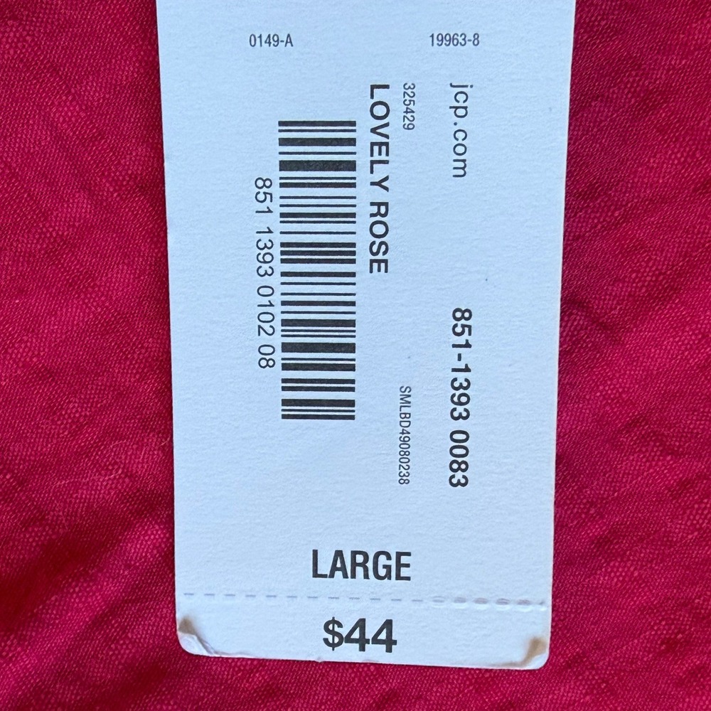 Liz Claiborne Womens Lovely Rose Pink Peplum Blouse Puff Sleeve Lace Trim NWT L - Picture 3 of 4